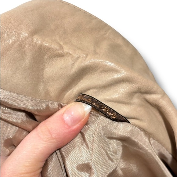 LaMatta Italian Gloveleather Buttery Soft Latte Brown Tan Wrap Shirt Dress - Picture 9 of 12